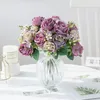 Vaso de flor artificial de vegetação floral falso para decoração de casa acessórios casamento scrapbook peônia caixa de doces arranjo natal seda rosa buquê 230819