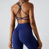 Yoga Outfit Sexy Cross Back Sportbeha Top Vrouwen Push Up Sneldrogend Naadloos Vest Gym Hollow Out Lace Fitness Crop Brasserie