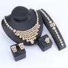 Groothandel Bruidscadeau Nigeriaanse Vrouw Bruiloft Afrikaanse Kralen Sieraden Set Merk Dubai Goud Kleur Kristal Ketting Sieraden Sets