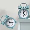 Table Clocks Mini Metal Small Alarm Clock Creative Blue Quartz Round Portable Desktop Decoration Home