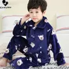 Pajamas Kids Flannel Pajama Sets Boys Girls Autumn Winter Thicken Warm Home Wear Cartoon Lapel Long Sleeve Sleeping Clothing Sets 231019