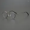 Zonnebrilmonturen Mode Vintage Bijziendheid Optisch Lezen Brilmontuur Ultra Licht Puur Titanium Klassieke Ronde Stijl Dames Man Hoog