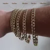 Vlove Hip Hop Diamond Miami Cuban Chain 14K Real Gold Personality Trend Bracelet