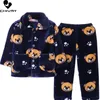 Pajamas Kids Flannel Pajama Sets Boys Girls Autumn Winter Thicken Warm Home Wear Cartoon Lapel Long Sleeve Sleeping Clothing Sets 231019