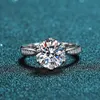 Cluster Rings Inbeaut Quality 925 Silver Excellent Cut 3 Ct Round Pass Diamond Test D Color Moissanite Ring For Women Engagement J230a