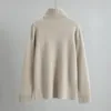 Kvinnors tröjor Autumn och vinter halv-zip lapel Pure Cashmere Retro Pullover förtjockad stickad tröja