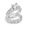 Choucong Pedra de corte de princesa 5A pedra de zircônia 10KT conjunto de anel de aliança de casamento preenchido com ouro branco tamanho 5-11 Y0122293D