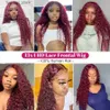 Synthetic Wigs 99J Colored Lace Front Human Hair Wigs Deep Wave Burgundy 13x4 HD Transparent Lace Frontal Wig Glueless Wine Red Wig For Women Q231019