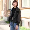 Kobiety dla kobiet najwyższej jakości Kobiety sztuczna kurtka Soft Loose Biker Płaszcz Krótki motocykl Czarna biała High Street