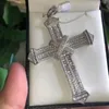 Vecalon Charm Long Cross wisiorek 925 Srebrny Pave CZ Stone Cross Naszyjnik dla kobiet mężczyzn oświadczenie biżuterii impreza 243c