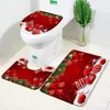 Tapis de bain Ensemble de tapis de noël père noël Elk boule de noël étoile flocon de neige rouge année maison salle de bain décor tapis tapis antidérapant couvercle de toilette 231019