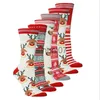 Christmas Decorations Simple Winter Warm Socks Christmas Elk Striped Middle Pipe Socks with Stereoscopic Ears Christmas Socks Big Red Socks x1019