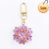 Lovely Chrysanthem Flowers Ball Keychain Handmade Fashion Colorful Daisy Car Bag Key Ring Pendants Decor Creative Gifts