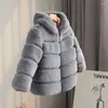 Jackets 2-10 Years Kid Girls Faux Fur Coat Clothing Autumn Winter Children's Cotton-Padded Imitation Jacket TZ292