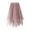 Skirts Sheer Tulle Skirt For Women Ladies Elasticated Waist Star Sequin Mesh Layered Midi Irregular Princess