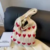 Umhängetaschen Herz Damenhandtasche Gestrickte Geldbörse Schulterstrick-Tragetaschencatlin_fashion_bags