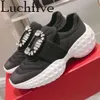 2022 New Mesh Square Buckle Crystal Flats Women Thick Sole Round Toe Loafers Shoes Brand Casual Daily Shoes