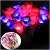 Decorative Flowers Wreaths Led Light Up Rose Flower Glowing Valentines Day Wedding Decoration Fake Party Supplies Decorations Simat Dhlq2