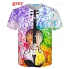 Men's T Shirts 2023 Summer Fashion Funny Guitar 3D Printed Shirt Hip Hop Music Short Sleeve Tops