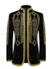 Men's Suits Men Black And Gold Blazer Jacket Embroidered Vintage Elegant Royal Court Dress Prom Wedding Event Outfits Stage Costume