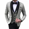 Costumes pour hommes JELTOIN gris clair pour mariage 3 pièces Costume d'affaires Blazer châle revers Costume Homme Terno Slim Fit fête