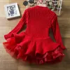 Robes de fille à manches longues filles robe d'hiver pour 3 8 ans 2023 pull tricoté tenues rouge fête de Noël enfants costume 231019