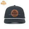 Factory Hot Selling High Quality Leather Patch Custom Laser Holes Rope 5 Panel Baseball Hat Golf Hat Sport Hat