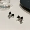 Boucles d'oreilles pendantes en Zircon noir, nœud papillon, pour femmes, mode et tempérament exquis, Super scintillantes