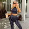 Set attivi Donna Stampe leopardate Set da allenamento yoga Vita alta Tuta sportiva da corsa Fitness ad asciugatura rapida