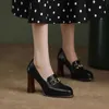 Zapatos de vestir Moda Primavera Otoño Bombas de lujo Mujeres Tacones altos Chunky Diseñador Mocasines Plataforma Negro Marrón 2024 231019