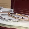 Luxo ouro torque bangle fileira dupla jóias de diamante largura 5mm pulseira processo de incrustação escondida pulseiras de designer de alta qualidade marca para mulheres jóias luxuosas