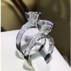 Solitaire 1ct bague en diamant 100% réel 925 bijoux en argent sterling bagues de fiançailles pour femmes accessoire de fête nuptiale Y1258Z