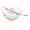 Bowls Soup Bowl Lid Instant Noodle Salad Household Ramen Chopsticks White Sushi Rice