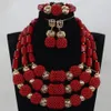 Оригинальные коралловые бусины нигерийские свадебные африканские комплекты ювелирных изделий смелый эффектный комплект ожерелья массивный CNR693 C18122701327a