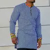 Ethnic Clothing Patchwork Plaid African Dashiki Dress Shirt Men Brand Ubrania z długim rękawem Hip Hop Streetwear