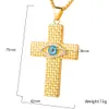18K Gold Plated Stainless Steel Hip Hop Cross Necklace Jewelry Moissanite Crystal Evil Eye Pendant Charm