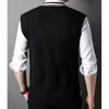 Men's Vests Men Knit Vest Korean Style Sleeveless Jumpers Plus Size 100kg Patchwork Sweater Pullover V Neck for Autumn Winter 0017917 231018