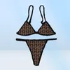 Sexig bikini set sommar kvinnor strand badkläder mode snörning rem stickad baddräkt metall spänne baddräkter7599572
