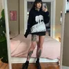 Kadın Örgü Tee'nin Örgü Sevimli Anime Baskı Deseni O Boyun Külotu Kazak Sokak Giyim Kızları Büyük Boy Harajuku Örgü Y2K 231018