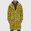 Men's Trench Coats Fur Proof Long Windbreaker For Men Bright Zebra Pattern Street Fashion Personality Autumn And Winter Style