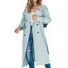 Women's Jackets Women Lapel Trench Coat Topcoat Double-breasted Casual Coats Pure Color Autumn Winter Overgarment Windbreak Jacket Clothes
