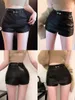 Female autumn sexy PU leather high elastic belt belt black color desinger shorts SML