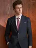 Ternos masculinos 50% lã conjunto masculino blazer calça azul profundo casamento noivo wear empresário diário fino ajuste roupas plus size 58 6xl 4 temporada