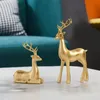 2 peças, decorações de cervos dourados, decoração de estátuas de alces, artesanato de animais artificiais de natal, decoração de escritório doméstico