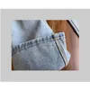 Jeans taille haute pour femmes, ajouré, Logo brodé, décoration, pantalon en Denim droit bleu décontracté, livraison directe