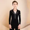 Scene Wear Boys Latin Dance Clothes Black Longeplees Tops Performance Clothing Cha Ballroom Competition Kids Shirt BL11742