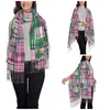 Sciarpe estive scozzesi rosa Madras patchwork scialle avvolgente per donna calda grande sciarpa morbida reversibile