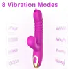 Vibratorer Double Tongue Cunnilingus Vibrator Telescopic Rotating Dildo Heat Vagina Clitoris Stimulate Adult Sex Toys for Women 231018