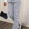 Женские брюки s LW, повседневные серые спортивные штаны с высокой талией и боковыми карманами на шнурке, однотонные брюки-карго с 4 карманами 231018