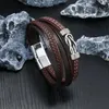 Charm-Armbänder, mehrschichtiges Leder, gewebt, trendiges Herrenarmband, magnetische Schnalle, Punk, modischer und personalisierter Schmuck